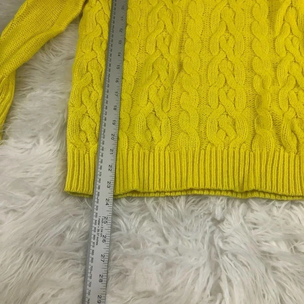 LOFT Ann Taylor Cable Knit Crewneck Pullover Sweater XS Sunshine Yellow 6104